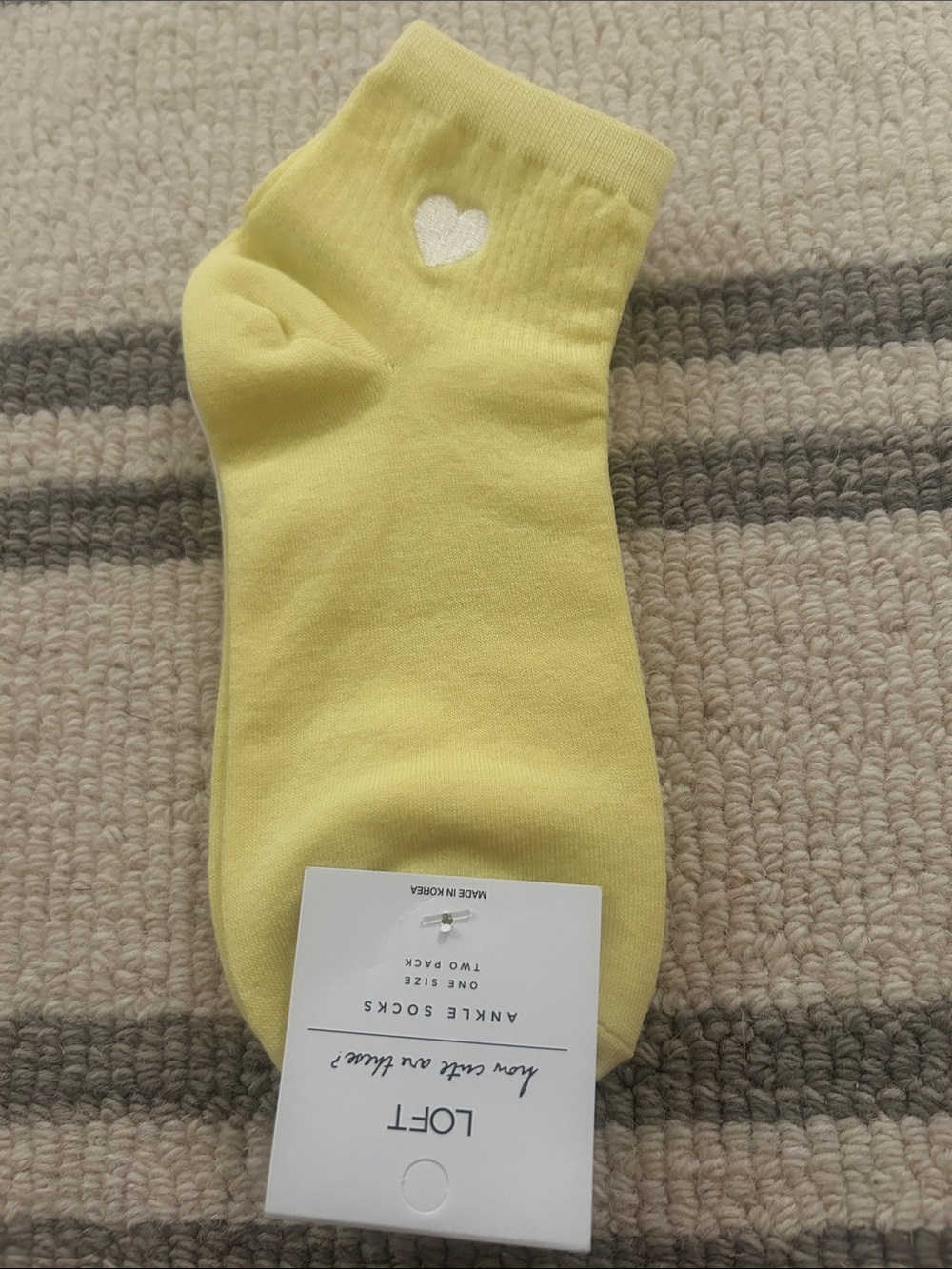 LOFT Yellow Ankle Socks with White Heart Accent